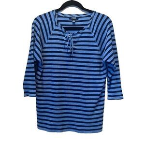 Chaps Women’s Blue Striped Shirt Size Small